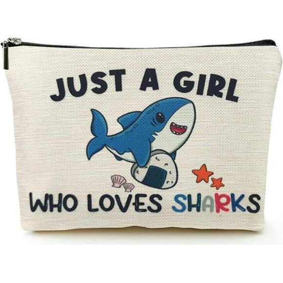 Shark Lover Makeup Bag Cute Cosmetic Pouch Gift for Girls Women Accessories - Picture 7 of 7